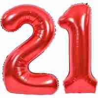 Balon din Folie Metalizata Flippy, Figurina Cifra, Tema Aniversare 40 cm, Ambalaj Individual, Pai inclus, Umflare cu Aer sau Heliu, Rosu, Cifra 1