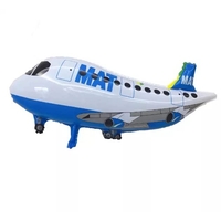 Balon din Folie Metalizata, Flippy, Figurina Avion, Tema Aeronava, 44x82.5 cm, Ambalaj Individual, Pai Inclus, Umflare cu Aer sau Heliu, Alb