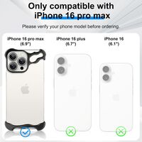 Husa Metalica Compatibila cu iPhone 16 Pro Max, Flippy, Protectie pentru Colturile Telefonului si Camera, Aliaj, Antisoc, Antizgariere, Negru