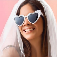 Ochelari Decorativi, Flippy, Model Bride to Be, cu Perle, pentru Nunta, din PC, 15.3 x 5.7 x 14.5 cm, Alb