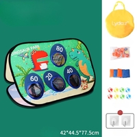 Joc pentru Copii, Flippy, Aruncarea Sacilor cu Nisip, Sageti, 8 Mingi, 4 Saci, Geanta Portabila, Interactiv, Model Dinozauri, 77.5x44.5x42 cm, Multicolor