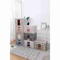 Cutie Depozitare, Flippy, 66L, din Material Textil, 50 x 40 x 33 cm, pentru Haine si Lenjerii, Model Fluturasi, Multicolor