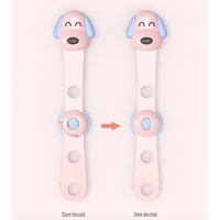 Siguranta pentru Usi Copii, Flippy, Sistem de Blocare Sertare, Dulap, Frigider, Adeziv, cu Sistem de Inchidere Dublu, Model Catelus, Roz