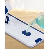 Mop Plat, Flippy, cu Galeata Pliabila, 2 Rezerve din Microfibra, 127 cm Tija Telescopica, Utilizare Umeda/Uscata, Recipient Lichid, Albastru