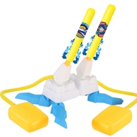Jucarie pentru Copii, Flippy, Lansator de Rachete cu Piciorul, Doua Lansatoare, 6 Rachete Fara Lumini, 33x25x27 cm, Galben-Albastru