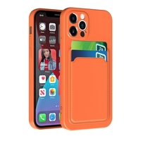 Husa protectie Flippy cu suport card compatibila cu Apple iPhone 13 Pro Portocaliu