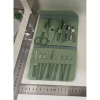 Set 16 Piese de Ingrijire Cosmetica, Flippy, pentru Manichiura, Pedichiura, Fata, Geanta Organizatoare din Piele Ecologica Inclusa, Verde