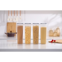 Set 4 Recipiente din Plastic, Flippy, pentru Alimente/Obiecte, Inchidere Ermetica, 4 x 2.8l, Transparent