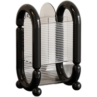 Cutie pentru Depozitare Cosmetice, Flippy, pentru Pensule, Creioane si Buretei, 4 Compartimente, din Plastic, 12 x 10 x 20 cm, Negru