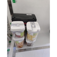 Cuutii de Depozitare Alimente, Flippy, Set din 4 Cutii pentru Condimente in Bucatarie, Cutii de tip Container, Diferite Dimensiuni, cu Capac Ermetic, din Plastic PP, Transparent