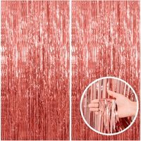 Perdea Franjurata, Flippy, Model Decor Petrecere, pentru Fundal de Poze, Amenajare Colorata a Petrecerii, Dimensiune 100x200 cm, Rose Gold