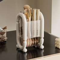 Cutie pentru Depozitare Cosmetice, Flippy, pentru Pensule, Creioane si Buretei, 4 Compartimente, din Plastic, 12 x 10 x 20 cm, Alb