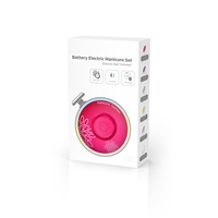 Set Pila Electrica pentru Copii si Bebelusi, Flippy, ABS, Incarcare USB, Model cu Flori, 6 Accesorii, cu Lumina LED, Fucsia