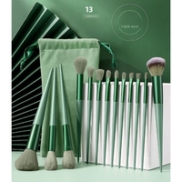 Set 13 pensule pentru machiaj, Flippy, super soft, makeup profesional/incepatori, verde