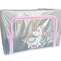 Cutie de Depozitare, Flippy, pentru Camera Copiilor, 66L, din PVC, Model Unicorn, 50 x 40 x 33 cm, Transparent