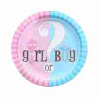 Set 10 Farfurii Gender Reveal, Flippy, Girl or Boy, din Carton, 18 cm, Roz/Albastru