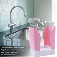 Cos de Gunoi Extensibil, Flippy, din Plastic, Reglabil, Pliabil, Versatil, pentru Bucatarie, Baie sau Birou, Cos Universal, 21x25x17 cm, Roz Alb