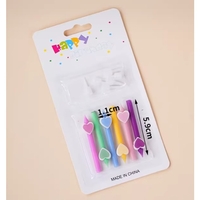 Set 6 Lumanari de Tort, Flippy, Model Creion cu Inimioare, 5.9 x 1.1 cm, din Ceara, Multicolor
