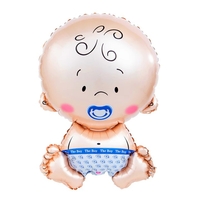 Balon din Folie Metalizata, Flippy, Figurina Baietel, Tema Botez, 73x48 cm, Ambalaj Individual, Pai Inclus, Umflare cu Aer sau Heliu, Albastru