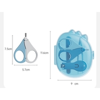 Set 4in1 de Ingrijire Unghii pentru Bebelusi, Flippy, Cutie de Depozitare Dinozaur Transparent, 0-6 Ani, 11.5 x 9 x 3 cm, Albastru