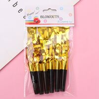 Set 6 Fluiere Party cu Franjuri, Flippy, din Plastic, Auriu