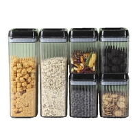 Set 6 Recipiente din Plastic, Flippy, pentru Alimente/Obiecte, Inchidere Ermetica, Textura Ondulata, 4 x 1.5l, 2 x 3.3l, Transparent