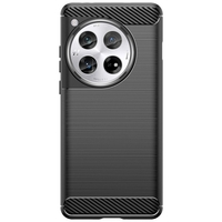 Husa de Protectie pentru OnePlus 12, Flippy, Protectie 360, din TPU cu element de Carbon, Anti Alunecare, 1.8 mm, Negru