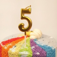 Lumanare de Tort, Flippy, Model Cifra 5, Party, 4.5 x 2.5 cm, din Parafina, Auriu