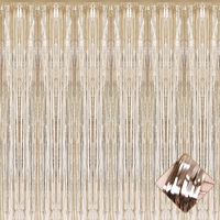 Perdea Franjurata, Flippy, Model Decor Petrecere, pentru Fundal de Poze, Amenajare Colorata a Petrecerii, Dimensiune 100x200 cm, Gold Sampanie