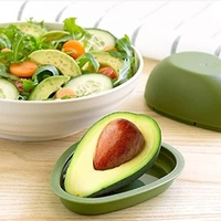 Cutie Alimentara, Flippy, Model Avocado, din Plastic, 12.5 x 12.5 x 5.4 cm, 500 ml, Verde Inchis