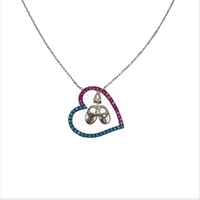 Colier Argint 925, Botosei cu Zirconii Roz-Albastre 40 cm