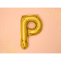 Balon Folie Metalizata Litera P, Flippy, 80 cm, Umflati cu Heliu sau Aer, Ambalaj Individual, Pai inclus, Auriu