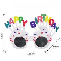 Ochelari Rotunzi Happy Birthday, Flippy, Tematica Aniversare, Protectie Soare, din Plastic, 18.5x11.5 cm, Alb