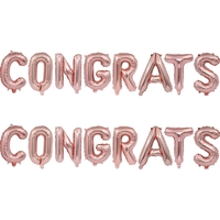 Set 8 Baloane din Folie Metalizata, Flippy, Model Scris Congrats, Litere de 40 cm, Tema Absolvire, Baloane Party, Ambalaj Individual, Pai Inclus, Umflare cu Aer sau Heliu, Roz