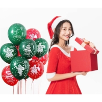 Set 16 Baloane din Latex, Flippy, Model Merry Christmas, Tematica Craciun, 25 cm, Verde Rosu