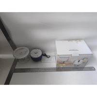 Tocator Electric pentru Bucatarie, Flippy, Model Presa Electrica pentru Legume Fructe Carne Umpluturi Sosuri, Otel Inoxidabil, 14 x 10.5 x 10.5 cm, 350 ml, Albastru Inchis