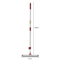 Mop Plat cu Laveta din Microfibra, Flippy, Pentru Uz Casnic, cu 2 Lavete Incluse, Sistem de Stoarcere, Tija Telescopica 130 cm, Rotire 360°, 42 x 130 cm, Rosu