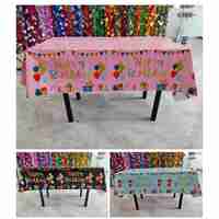 Fata de Masa, Flippy, din Folie, Imprimeu Happy Birthday cu Baloane, 137 x 274 cm, Albastru