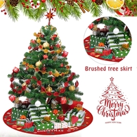 Covoras pentru Bradul de Craciun, Flippy, din Tesatura Pufoasa, cu Fundite de Prindere, Model Mos Craciun, Rosu, Diametru 90 cm