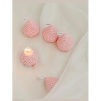 Set 4 Lumanari Parfumate, Flippy, Model Capsunici, Ardere 30 min, 52g, 6.3 x 6.3 x 3.8 cm, Roz