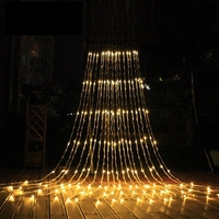 Instalatie Craciun Profesionala de Exterior IP65, Tip Perdea, 1m x 5m, 500 Led-uri Mari, Alb cald, cu flash, Alimentator si prelungitor 6,5 m, Interconectabila, Fir negru, Flippy