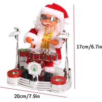 Decoratiune Mos Craciun, Flippy, Animat, care Canta si Danseaza, cu Tobe, Imbracat Festiv, 20x17 cm Inaltime, Rosu