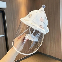 Palarie de Protectie pentru Bebelusi, Flippy, Model cu Norisori Roz, Pescareasca, de Primavara si Toamna, cu Masca si Fermoar, 45 cm, pentru 3-6 Luni, Roz