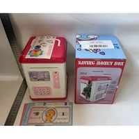 Set Pusculita pentru Copii, Flippy, Tip ATM, Parola cu Amprenta, 13.5 x 11.5 x 20 cm, Roz