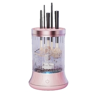 Dispozitiv Portabil de Curatare a Pensulelor de Machiaj, Flippy, pentru Pensule de Diferite Dimensiuni, 5V, 7000RPM, Vibratii Sonice, USB Type C, 9x9x16 cm, Roz