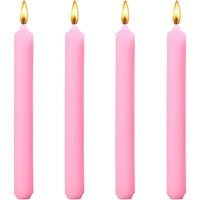 Set 4 Lumanari, Flippy, pentru Suport de Masa, Fara Miros si Fum, din Parafina, 2.2 x 25 cm, Roz