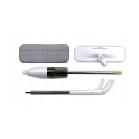 Mop plat, Flippy, cu pulverizator, pentru uz casnic, plastic, rezerva de mop din microfibra, 125x40 cm, Alb/Negru