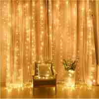 Instalatie Craciun, Tip Perdea, IP44, 2 m x 2 m, 240 LED-uri, Alb cald, cu flash, Transformator cu telecomanda, Interconectabila, Prelungitor 3 m inclus, Fir transparent, Interior/ Exterior, Flippy