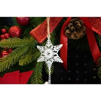 Ornament de brad trei fulgi de nea, Flippy, alb, metal, 30 cm