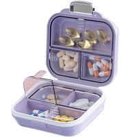 Cutie Medicamente, Flippy, Mov, 7 Compartimente, Portabila si Compacta, 7.8x7.2x3.5 cm, Ideala pentru Uzul Cotidian